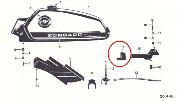Zündapp Tank Auflagegummi 446-20.109 für ZD 25 TS & ZD 50 Typ 446 !!